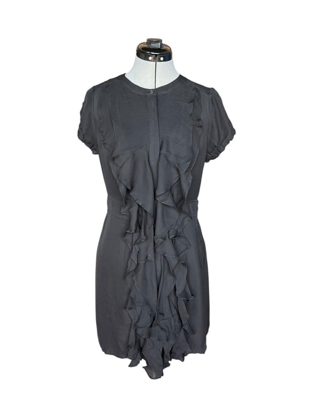 Women's BCBG MAX AZRIA Black Ruffle Dress Size Size medium 100% Silk NWT 288.00